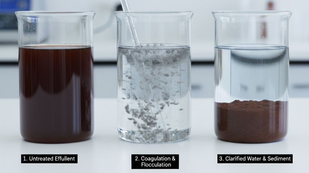 Chemical coagulation and flocculation results on effluent