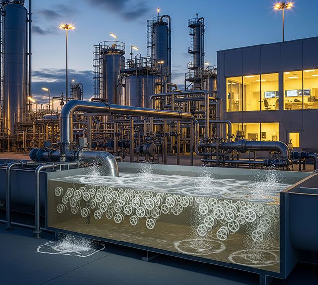 Advanced Chemical Plant with Cutaway of an MBBR