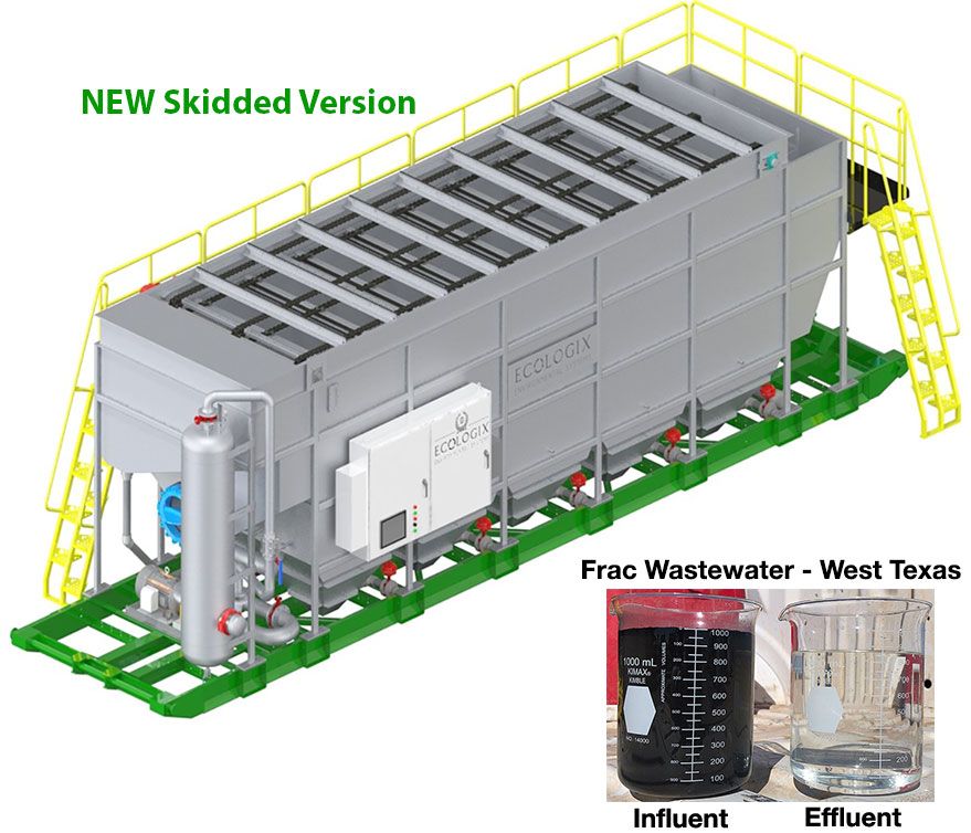 Ecologix E-825 DAF Skidded showing Frac Wastewater Processing Results
