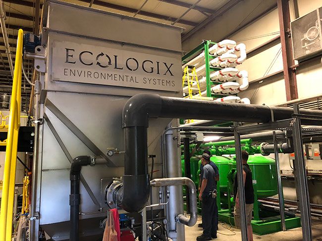 Ecologix Environmental Systems E-DAF branding and heavy-duty wastewater piping.