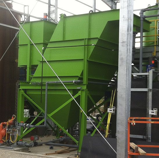 A lamella clarifier being installed - Ecologix