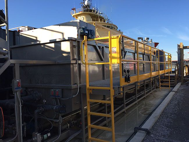 Large scale outdoor DAF system for high-flow industrial water treatment.